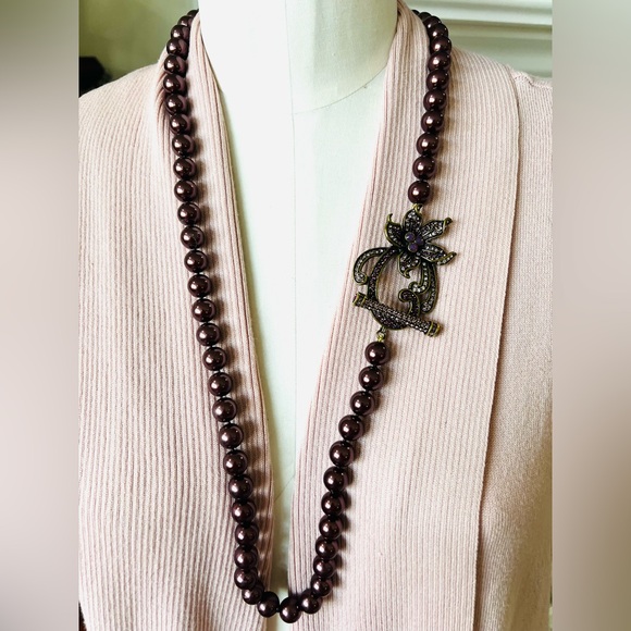 Heidi Daus “Perennial Favorite” aubergine vintageNecklace EUC